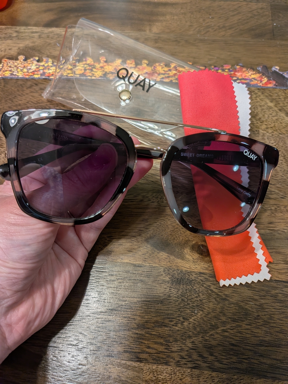 Quay Australia Tortoise Rounded Aviator Polarized Sunglasses